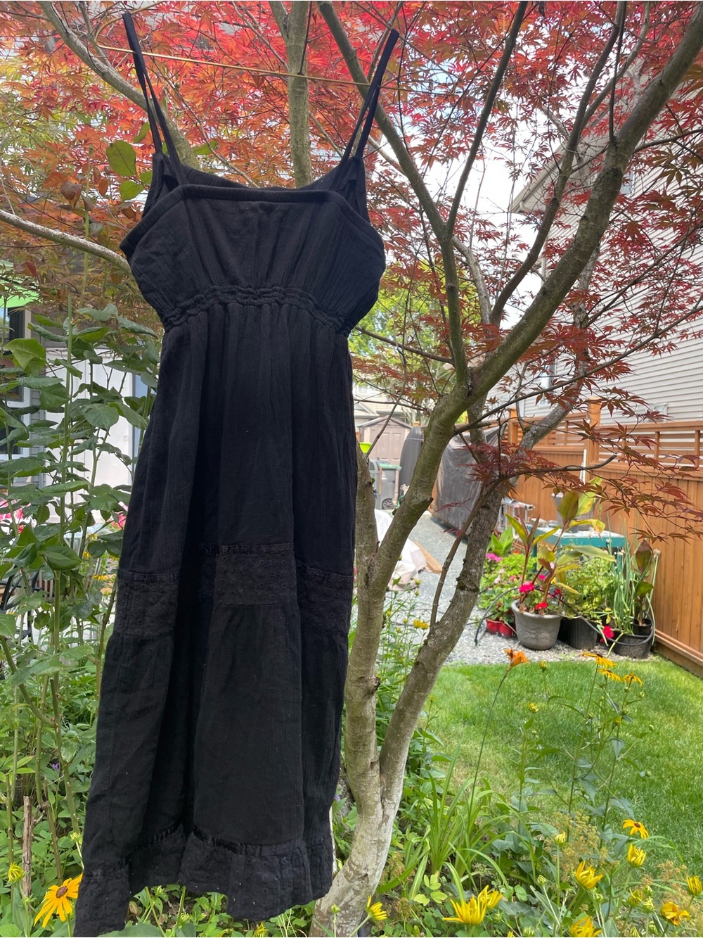 Mossimo Supply Co. Black Tiered Maxi Sundress with Lace Insets